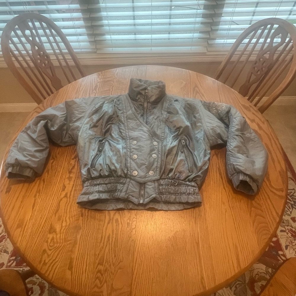Obermeyer Green Shimmer 80s Vintage Ski Parka Winter Snow Jacket Womens Sz 10